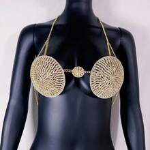 Fashionable Crystal Bikini Body Chain, Multilayered Crystal Body Jewelry, Sexy Luxury Crystal Body Necklace - Gold - View 4