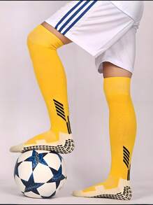 Thick Terry Football Socks With Non-Slip Grip Bottom, Soccer/Running/Sports Crew Socks, Comfortable & Durable