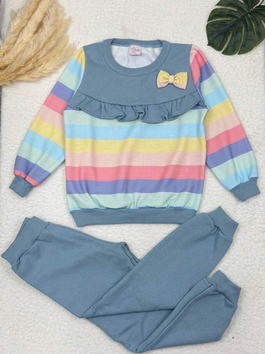 Girl's Winter Casual Comfortable Sweatshirt Set - Màu xanh lam - Xem 1