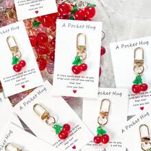 1/5/10pcs Cute Fruit Design Pocket Hug Card Gift Set, Apple/Strawberry/Cherry Shaped Keychain Charm, Backpack Decor, Wedding Party Favors, Encouragement Tokens, Home Decorations, Gifts For Family, Friends, Wedding Guests, Special Birthday, Wedding, Valentine's Day, Graduation, Back To School