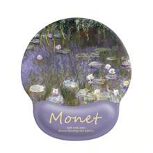 Tapis de souris avec repose-poignet Peinture de Monet, tapis de souris avec motif de fleur de lotus, tapis de clavier en silicone, unisexe