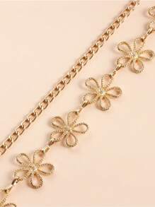 1 pièce Bijou de corps vintage et élégant avec chaîne métallique fleur creuse, cadeau pour femme