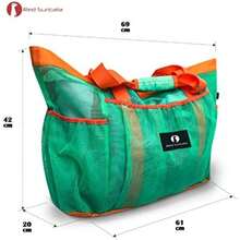 Large Mesh Beach Bag Beach Bags And Totes - Turquoise/Orange - View 5