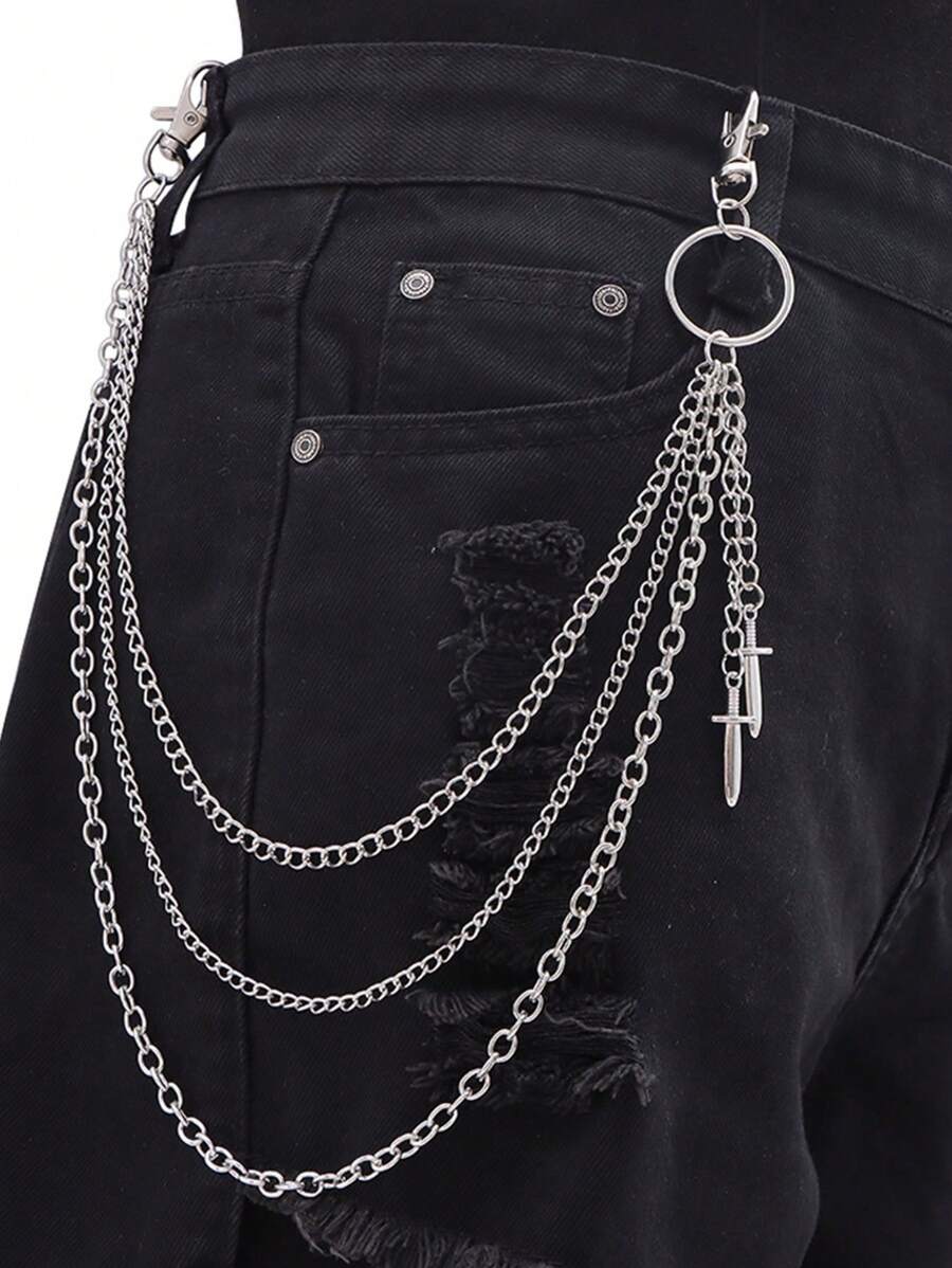 1pc Fashion Pendant Multi-Layer Metal Pants Chain, Suitable For Casual Wear, Outdoor, Sports, Vacation, Travel, Graduation Gift, Party Outfit Accessory