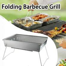 Charcoal Grills, Folding Barbecue Grill, Portable Grill With Reinforced Support Frame, Small Grill As Barbecue Accessories, Stainless Steel Table Grill For Cooking Folding Charcoal BBQ Grill, Portable Camping Grill, Compact Campfire Charcoal Gas BBQ Grill Rack