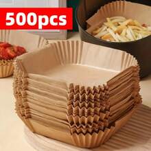 100 pièces de papier sulfurisé antiadhésif pour friteuse à air - papier sulfurisé brun pour cuisson, rôtissage et micro-ondes - nettoyage facile, cuisson plus saine, convient pour la maison et la cuisine commerciale, accessoire pour friteuse à air