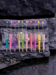 10 件装镶有水钻的满天星花卉硅胶珠子 DIY 珠宝笔装饰