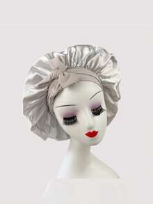 1 件装弹性缎面睡帽，带领带，蝴蝶结装饰沐浴头巾，沙龙美容护发宽边帽，女士适用
