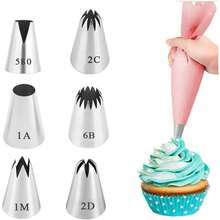 6PCS Large Professional Piping Nozzles (580, 2D, 2C, 1M, 1A,6B) For Cake And Cupcake Decorating - Suitable For Piping Bags, Churro, Doughnuts, Multicoloured - Decorating Tools - View 7