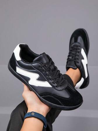 Men's Lace-Up Low-Top Training Shoes, Casual Comfortable Breathable Lightweight Non-Slip Athletic Sneakers For Gym Workout Running