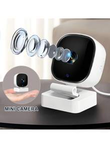 Telecamera di sicurezza intelligente, Wi-Fi 2,4 GHz, visione notturna a colori, audio bidirezionale, rilevamento del movimento, videosorveglianza interna/esterna 480p, montaggio a parete, alimentata USB, archiviazione su scheda TF/cloud, ideale per casa, animali domestici, regali di Natale