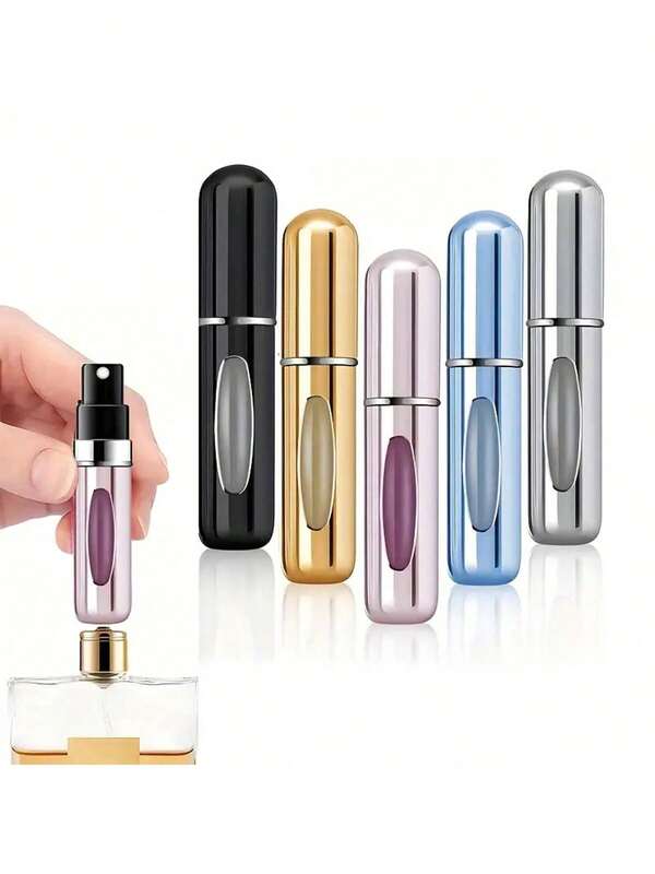 1 pieza Atomizador de fragancia recargable de 5ml, Botella de spray portátil mini, Botella de perfume de viaje de aluminio, Rociador cosmético multifuncional para volver a la escuela