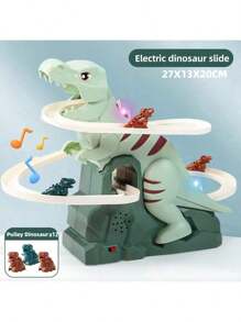 Dinosaur Climbing Stairs Electric Track Assembled Pretend Play Set With Music, Lights, Educational & Entertaining Slide Adventure Playset, Suitable For Boys/Girls Birthday Gifts, Parent-Child Interaction