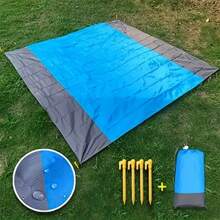 1 Waterproof Beach Blanket, Collapsible Quick-Drying Beach Mat With 4 Corner Piles, Perfect For Outdoor Camping, Travel, Vacation, Hiking - Enjoy The Beach Without Worrying About The Mess