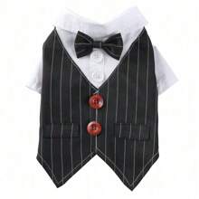 1pc Striped Dog Tailcoat Formal Shirt, Suitable For Weddings, Parties, Birthdays, Halloween Pet Costumes, Role-Playing Costumes