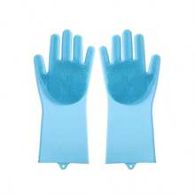 Silicone Dishwashing Gloves - Waterproof & Heat Resistant Kitchen Cleaning Gloves With Built-In Scrubbing Brush - Extra Thick, Durable & Comfortable, Suitable For All Household Work, Multi-Size Gloves | Flexible Cleaning Gloves | Heat Resistant Gloves