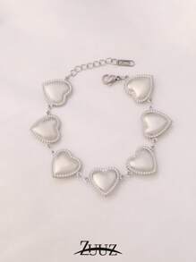 1 pièce Bracelet en acier inoxydable en forme de cœur à la mode pour femmes, bracelet à chaîne, bijou féminin, accessoire quotidien, cadeau