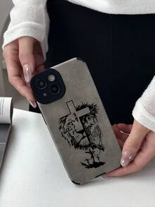 Luxury Faux Leather Lion Graphic Phone Case, Symbol Of Strength, Cross Christian Faith Pattern, Premium Gray Color, Full Protection Anti-Drop, Camera Lens Protection, Compatible With IPhone, Compatible With IPhone Case, Phone Case, Compatible With IPhone 17 Pro Max Case, Compatible With IPhone 13 Case, Compatible With IPhone 15 Case, Compatible With IPhone 16 Pro Max Case, Compatible With IPhone 16 Plus Case, Compatible With IPhone 18 Pro, Compatible With IPhone 18 Pro Max - Multicolor - View 5