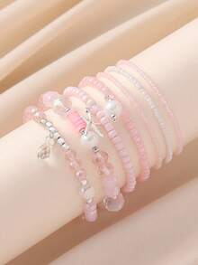 Bộ 7 chiếc/Bộ vòng tay nhiều lớp đính hạt hình sao biển và vỏ sò khối màu Bohemian, phù hợp cho phụ nữ mặc hàng ngày khi đi biển, quà tặng ngày lễ đẹp mắt - mặt dây chuyền sao biển - Xem 6