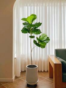 Árbol de Ficus artificial grande de 70-135 cm, plantas de goma artificiales con hojas de violín de plástico, árbol de higuera alto para decoración del hogar, jardín, interior y exterior, sin 1 pieza