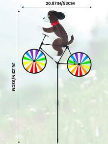 1 pieza de fantástica rotación de animal ciclista - Diseño de gato de dibujos animados montando una bicicleta - Decoración de plástico durable para el patio, adecuada para patios y jardines - Juguete de molinillo de viento para exteriores, decoración de patio | Decoración de animal de dibujos animados | Diseño colorido - Multicolor - Ver 11