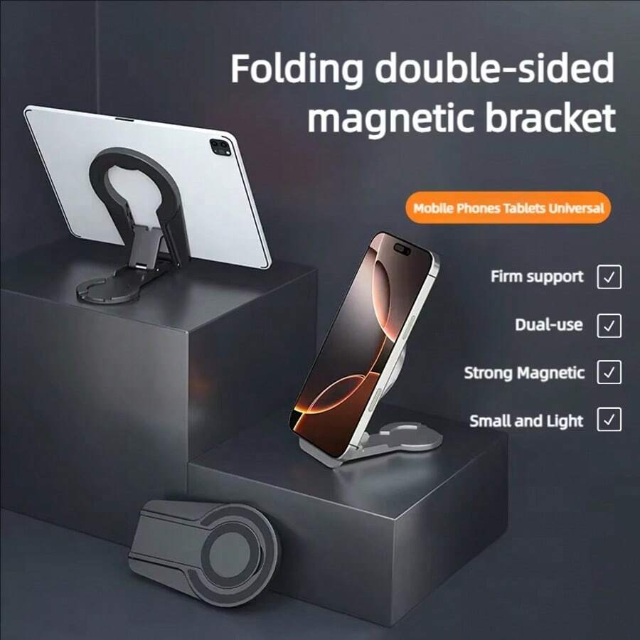 For MagSafe Cellphone Grip Double Sided Magnetic Portable Foldable Desk Car Phone Holder Tablet Support Stand Bracket Grip Tok Compatible With IPhone, Android Phone, Gift For Birthday, Family, Friends Phone Stand, Phone Accessories