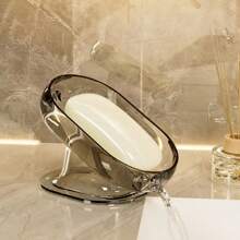1pc Elegant Light Luxury Removable Soap Dish, Fashion Design Oval Bathroom Decoration, Suitable For Shower And Bathtub, Bathroom Decoration And Accessories, Back To School