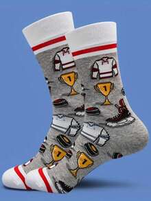 1 Pair Of Unisex And Fashionable Cartoon Novel Pattern Warm Mid Tube Socks - Multicolor - View 1