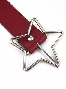 1pc Women's Punk Star Eyelet Versatile Fashion Waist Belt Fall, Autumn, Halloween - Burgundy - View 2