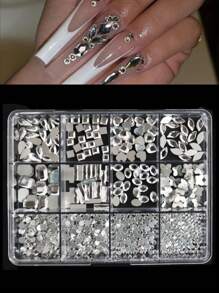 21 Gitter/Set Diamant Schmuckset für Nail Art Dekorationen, Nail AB Flachboden Bohrung, Luxus Nail Geformter Diamant Farbe, DIY Aufklebe Nägel, Nagel Zubehör, Nägel, Nail Charms, Nail Gems