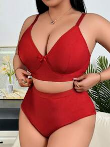 Set de 2 sujetadores inalámbricos unicolor para mujer, lencería cómoda con moño en talla grande