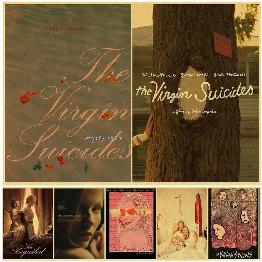 1pc/3PCS Áp phích nghệ thuật treo tường Không khung/Có khung Pop The Virgin Suicides Poster Tranh vải Canvas phim tình yêu cổ điển In hình ảnh cho phòng khách hiện đại Nghệ thuật treo tường rạp chiếu phim Trang trí nhà cửa