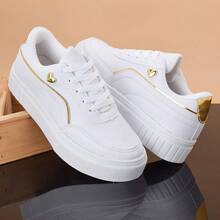 Women's Casual Sneakers High Sole Heart Lace-Up Fashion Style - 金子 - 查看 1