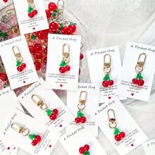 1/5/10pcs Cute Fruit Design Pocket Hug Card Gift Set, Apple/Strawberry/Cherry Shaped Keychain Charm, Backpack Decor, Wedding Party Favors, Encouragement Tokens, Home Decorations, Gifts For Family, Friends, Wedding Guests, Special Birthday, Wedding, Valentine's Day, Graduation, Back To School