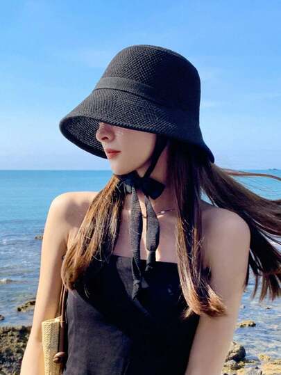 1pc Women's Wide Brim Sun Hat, Adjustable Angle Ventilation Hole, Outdoor UV Protection Bucket Hat, Versatile For Fishing, Hiking, Beach, Suitable For Outdoor Activities, Mother's Day/Teacher's Gift, Dating