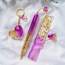 20pcs/Set Silicone Ball Pen And Rectangular Oval Shaped Bookmark Pendant Resin Mold, Resin Epoxy Mirror Jewelry Pendants Silicone Mold, DIY Handmade Stationery Crafts, Mixed Shape Pen Mold With Charm Decorations, Creative Gift Choice - Style - View 5