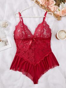 Lencería sexy de talla grande para mujeres: body de encaje, body de una pieza, babi-doll, camisón