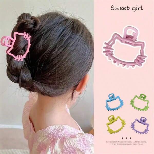 Sanrio (Authorized) Sanrio KT Cat Pink Alloy Hair Clip - Cute Cartoon Hollow Design, Sweet And Cute Girl Hair Claw, Perfect Birthday Gift, Cat Enthusiast Gift, Suitable For Christmas Gift