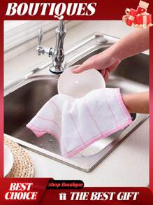10pcs Thickened Dishcloth For Dry And Wet Cleaning; Kitchen Cleaning Rag; Dish Towel.