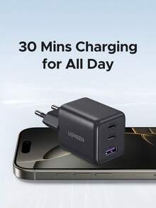UGREEN 30W GAN PD Multi-Port Type C USB A Fast Charger Compatible With IPhone 16 15 14 Pro Max Pro Max Suitable For Travel, Office, Dorm, And Home Adapter Nan Fast Charging High Output Power - EU C Type Plug(220-240V) - View 3