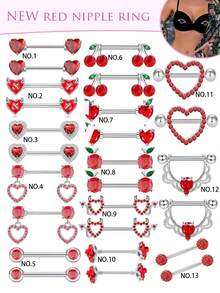 2pcs 14G Nipple Rings For Women Stainless Steel Heart Butterfly Moon CZ Flower Barbell Nipple Rings Set Cute Nipplerings Piercing Jewelry Daily Wear