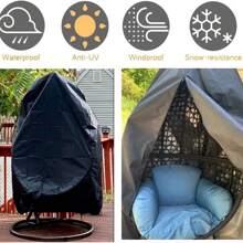 1pc Patio Egg Chair Cover, Outdoor Furniture Egg Swing Hammock Lounge Chair Cover, Heavy-Duty Hammock Swing Chair Cover, Waterproof, UV-Resistant, Dustproof (Black)