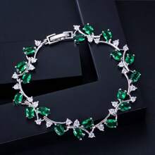 Elegante brazalete multicapa incrustad0 con circonita cúbica con diseño floral, de ramas y flores de ciruelo, de moda y versátil para salidas de verano, accesorio brillante, regalo perfecto para el Día de la Madre, fiesta de graduación