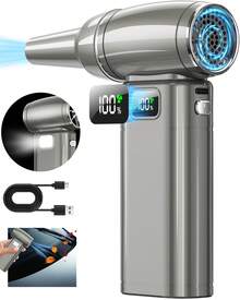 [63m/S Super Powerful] Air Duster, Electric Blower, Rechargeable, Powerful, USB, Small, 150,000RPM Blowing Power, 3 Levels Of Airflow Adjustment, Lightweight, 8000mAh Large Capacity Battery, Cordless, For PC Cleaning/Keyboard/Car/Air Conditioner/Car Wash - trắng - Xem 3