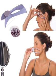 2 Stücke Gesichtsharentfernungsgeräte für Frauen, Augenbrauen, Gesicht und Körperhaare mit Fadentechnik, mit abnehmbarem System, für Augenbrauen, Fadenzieh-Werkzeug, Haarentfernungsfaden für Frauen