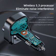 5,3 cm kabelloser FM-Transmitter für Auto - Typ C PD30W QC3.0 Adapter - Freisprechsystem, unterstützt TF-Karte und USB-Stick
