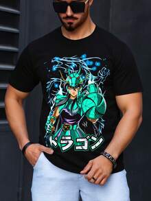 Playera Camiseta Normal Shiryu Dragon Frente y Espalda Unisex - Negro - Ver 2