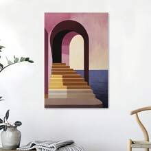 1 Piece,Modern Style Wall Paintings, Seaside Arched Houses And Stairs, Modern Frameless Art Decoration Painting, Printed Posters Mural, Waterproof Canvas,Suitable For Home, Office, Bedroom, Living Room, Study, Bathroom, Bar, Wall Arts And Home Decoration, Is An Ideal Holiday Gift
