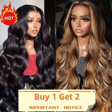 200% Density 13x4 Body Wave Lace Front Wigs Buy 1 Get 2 Wigs,Natural Black ,Highlight P4/27 Human Hair Body Wave Human Hair Wig Glueless Human Hair Wigs For Women Pre Plucked HD Transparent Lace Frontal Wigs Human Hair Bleached Knots - Natural Black+P4/27 - View 1