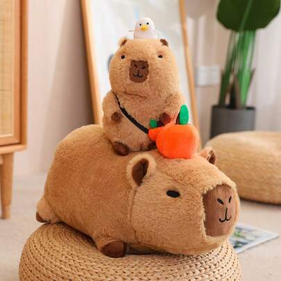 Cute Capybara Plush Pillow With Kawaii Soft Orange Capybara Stuffed Aniamls Capybara Plush Toys Hugging Gifts For Kids Girls Boys